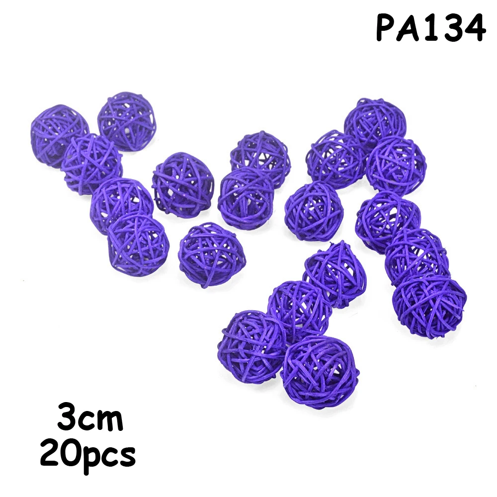 PA134 dark purple 20 шт 3 см Разноцветные свадебные декоративные Ротанговые шары, Рождественский Декор украшение для дома/диаметр для домашней вечеринки на день рождения украшения для детей - Цвет: PA134 dark purple