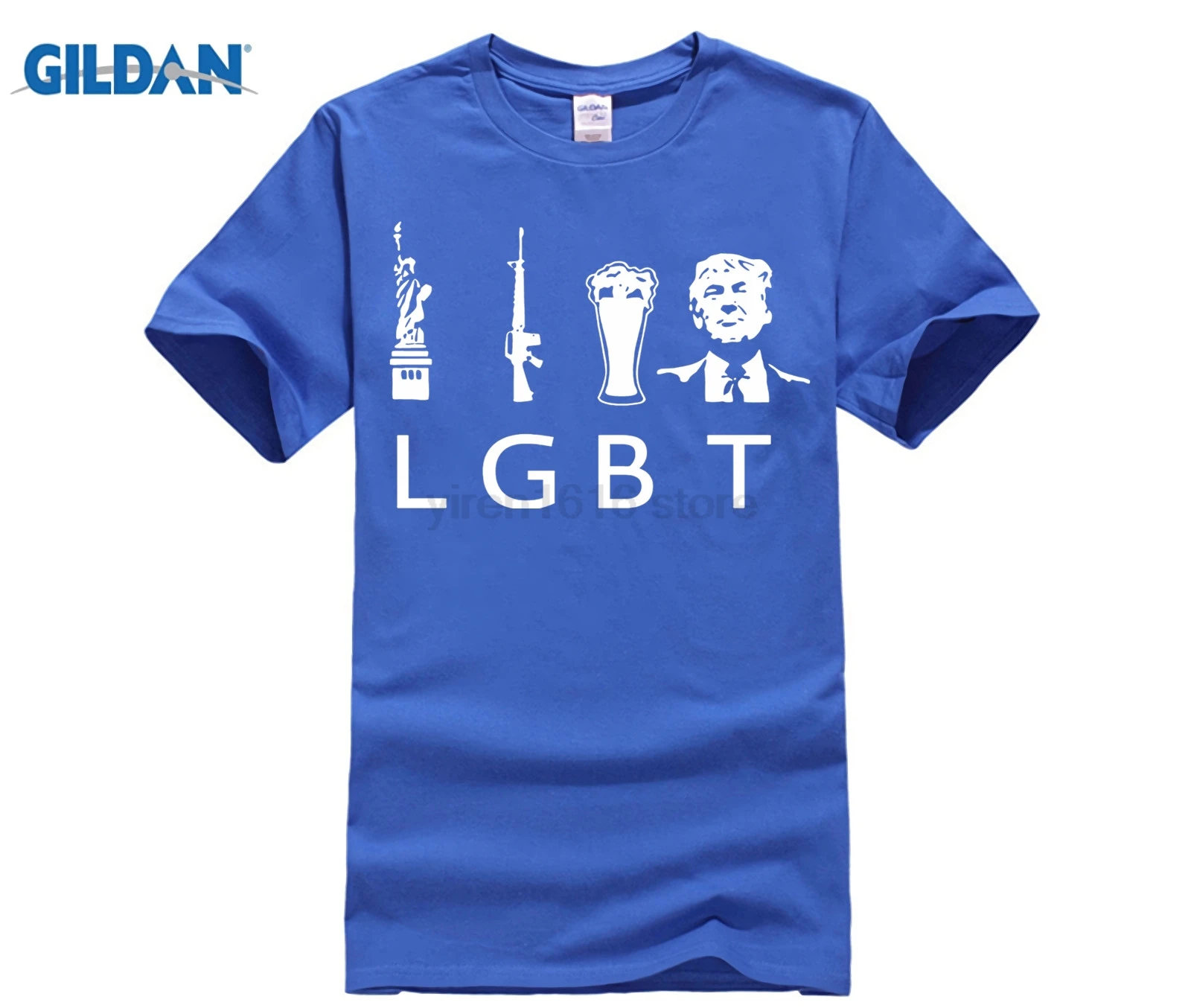 Забавные футболки GILDAN Awesome Liberty guns Beer Trump Повседневная футболка с круглым вырезом