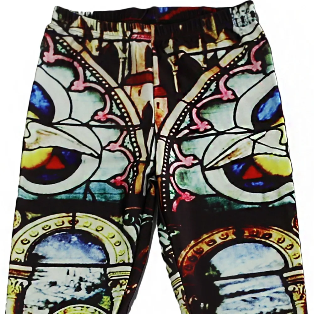 Пикантные эластичные штаны 3D цифровая печать церкви Крестный отец узор женские