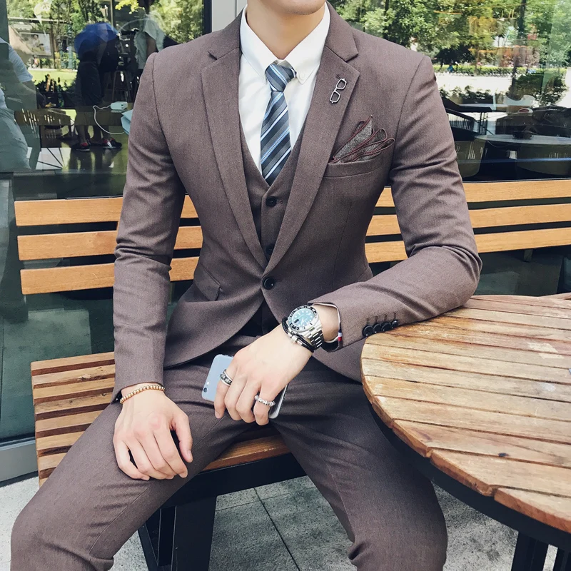 new Suits A three-piece suit men stylist han edition cultivate morality dress professional SJT48 - P300