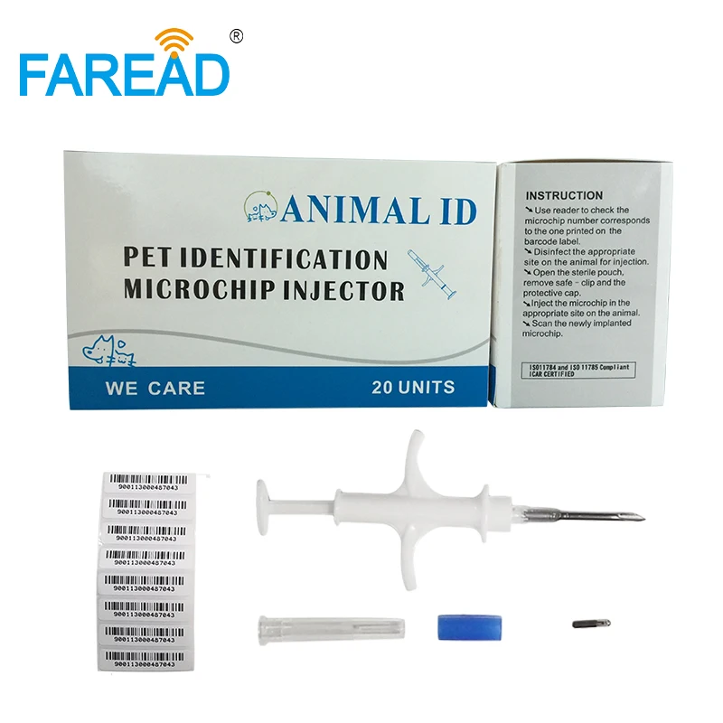 134.2KHz Microchips Syringe Animal Pet ID Tracking Tag Rfid Implant For Cows Turtles Dog Chip Glass Tube Needle Injector FDX-B |