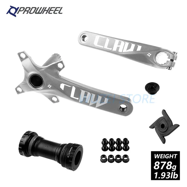 silver with BB PROWHEEL 104BCD 170 мм шатун для горного велосипеда алюминиевый сплав с дном MTB велосипедный Кривошип с BB 1/2x10/11 части скоростного велосипеда - Цвет: silver with BB