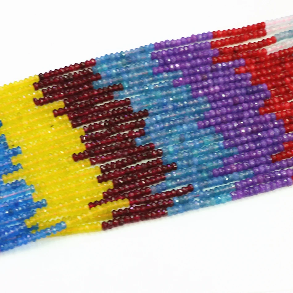 Многоцветный камень jades халцедон 2*4 мм граненый abacus rondelle свободные бусины