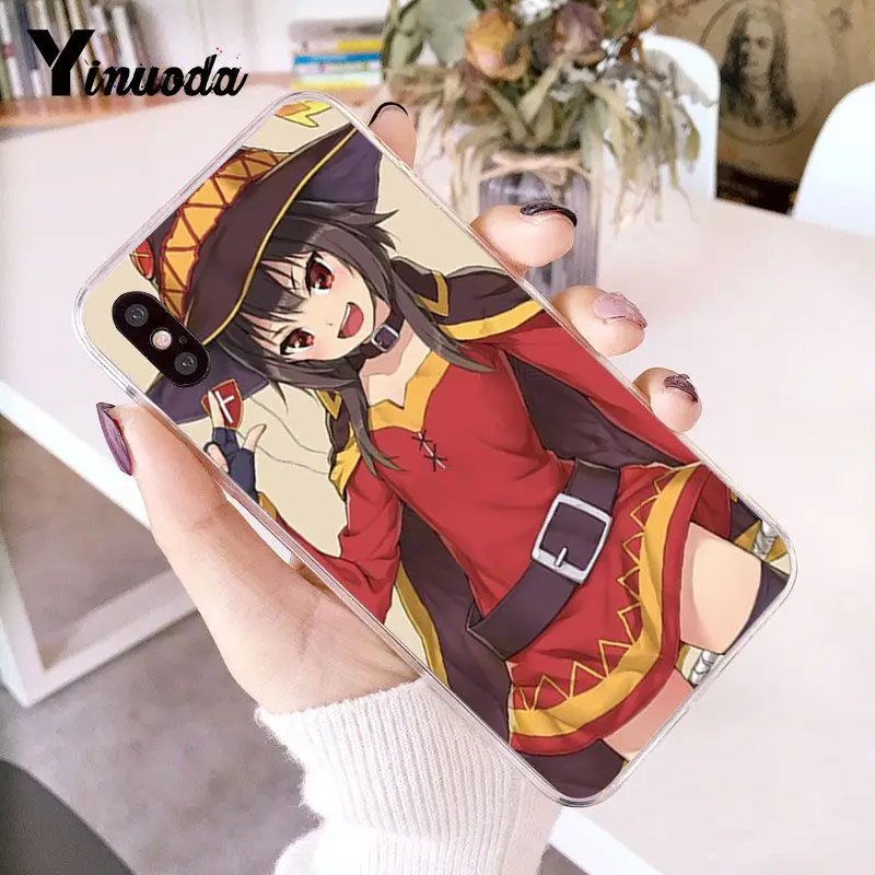 Мягкий силиконовый чехол из ТПУ с японским аниме Konosuba Megumin для iPhone 6S 6plus 7 7plus 8 8Plus X