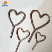 3pcs heart shaped rattan hoop with hand shank for decoration