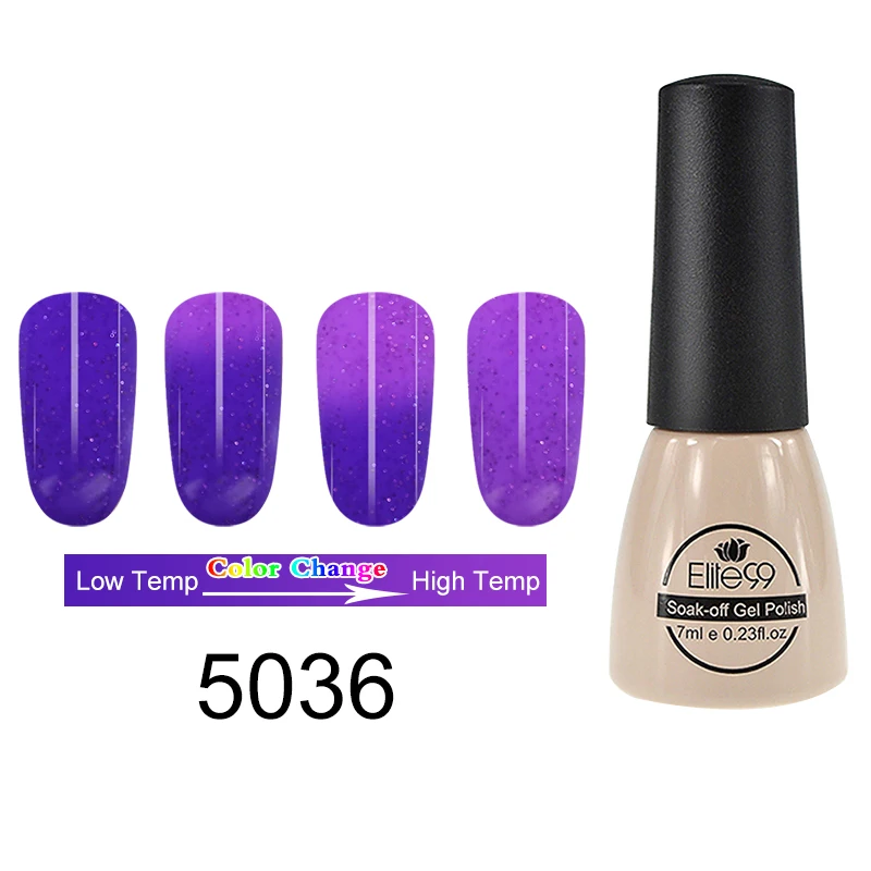 5036-7ml Elite99 термальный гель для ногтей, меняющий цвет, голографический лак для ногтей, блеск для горячей холодной температуры, отмачиваемый УФ-Гель-лак для ногтей - Цвет: 5036-7ml