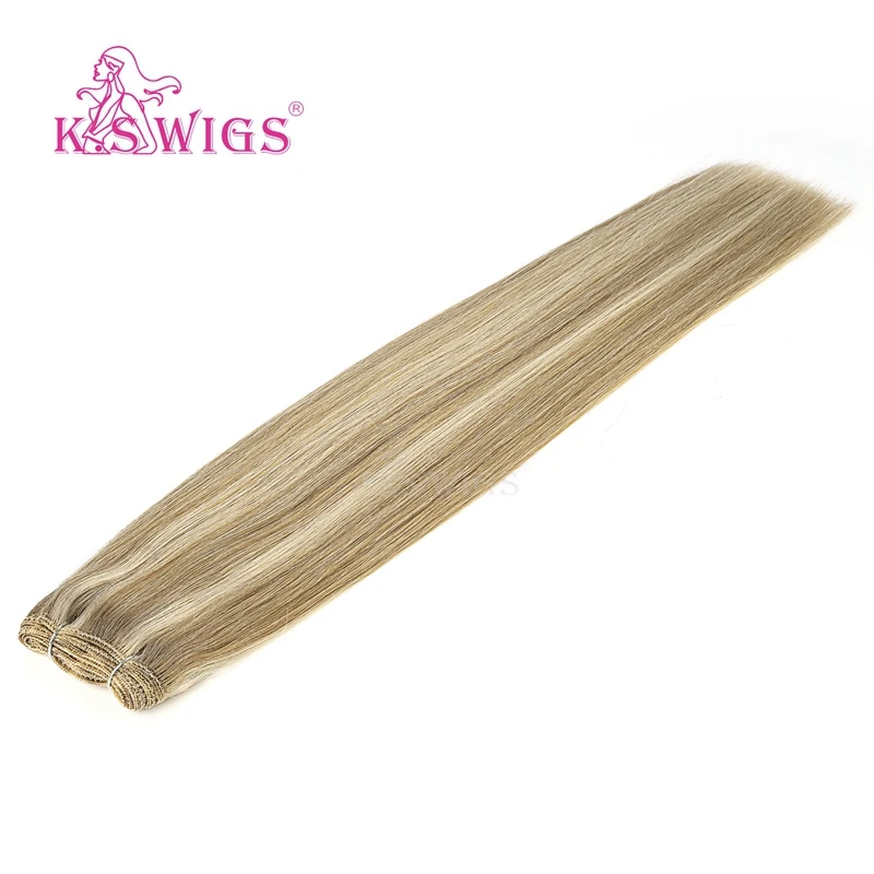 P16/60 K.S парики 20 ''прямые волосы remy уток человеческих волос двойные нарисованные натуральные кудрявые пучки волос 100 г/шт - Цвет: P16/60