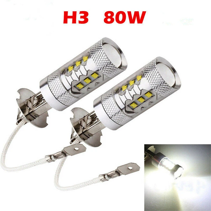 2 шт. HID Белый H3 высокая мощность 80 Вт 16 светодиодных ламп задний фонарь супер