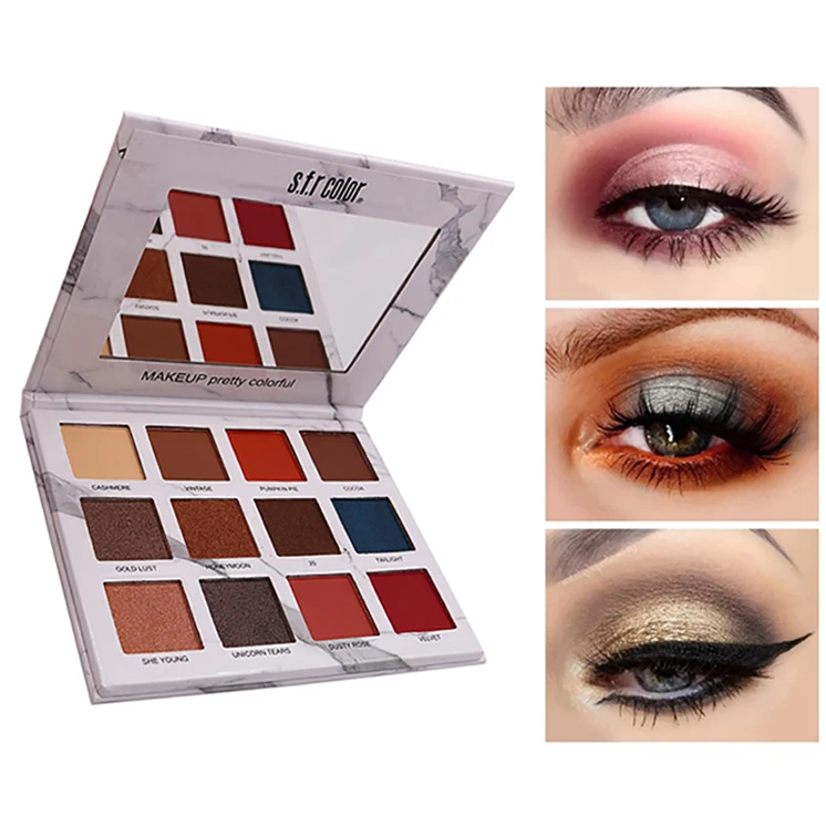 12 Colors Nude Shining Eyeshadow Palette Glitter Eyes Pigment Smoky Eye Shadow Pallete Waterproof Cosmetics D1 |