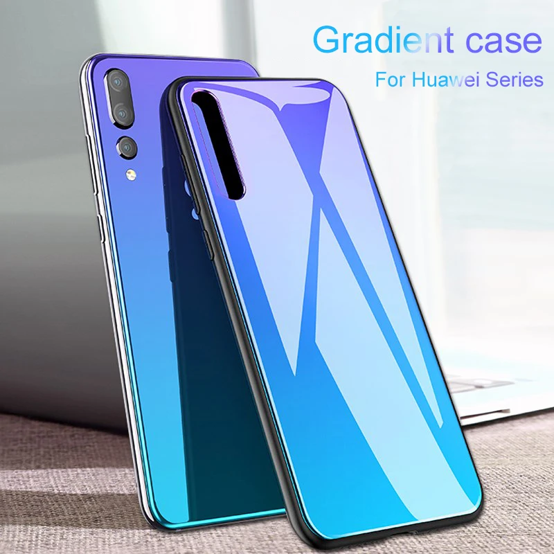 Градиентный чехол для телефона huawei nova 3 3i из закаленного стекла Huawei Honor 10 p20 pro mate 20