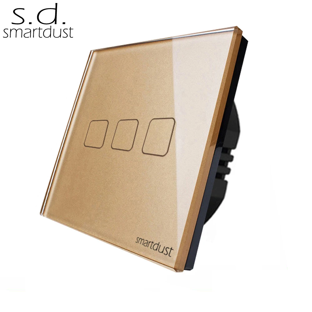 Smartdust 3 Gang 1 Way EU Стандартный прерыватель света Pared стеклянная панель домашний