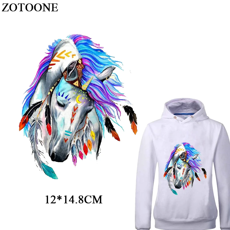 

ZOTOONE Iron On Transfers For Kids Clothes Colorful Horse Patch A-Level Washable T-shirt Diy Decoration Applique thermal Press