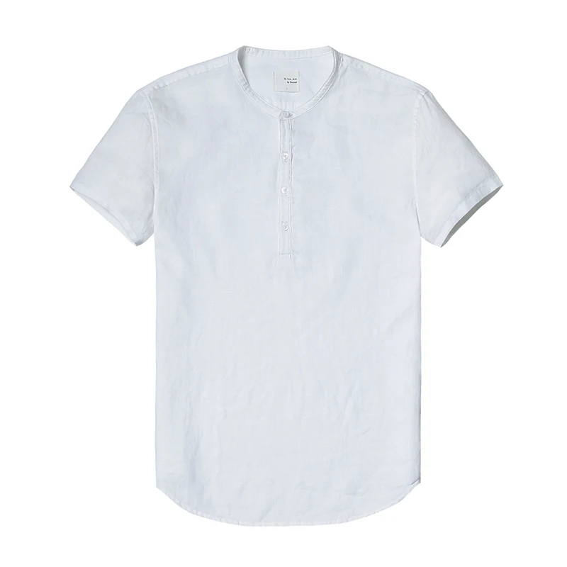 Мужская рубашка с короткими рукавами SIMWOOD белая однотонная приталенная без