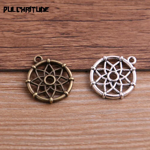 two color Pulchrode 12 шт 20*22 мм Новые два цвета маленькие Ловец снов подвески для DIY ювелирных изделий ручной работы аксессуары P6702 - Окраска металла: two color