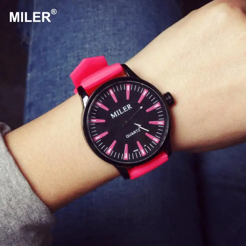 2016 новые Модные прозрачные силиконовые кварцевые часы MILER для женщин и девушек
