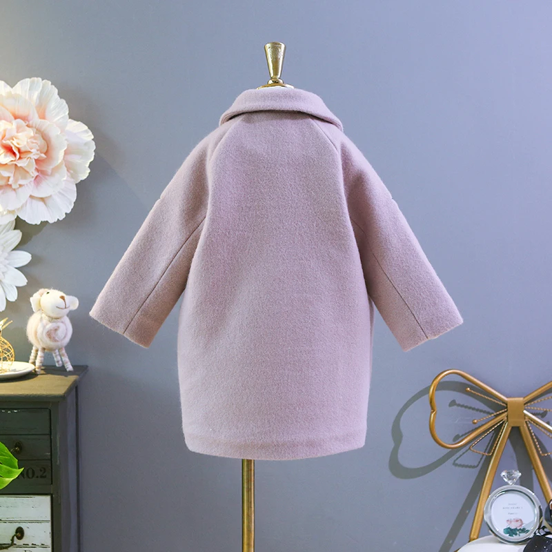 Girls Wool Overcoat Fall Winter 2018 New Babys Kids Medium-Long Thickened Casual Woolen Coat Children Embroidered Outerwear D84 |