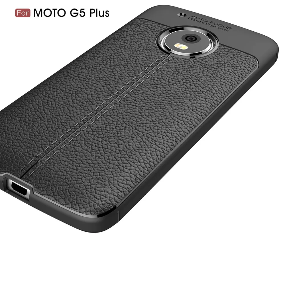 Мягкий матовый чехол с текстурой личи для Motorola Moto G5 противоударный деловой Plus Fundas