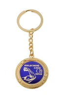 awarded to the outstanding person blue circular badges pendant russian golden medal charm key chain brilliant achievements
