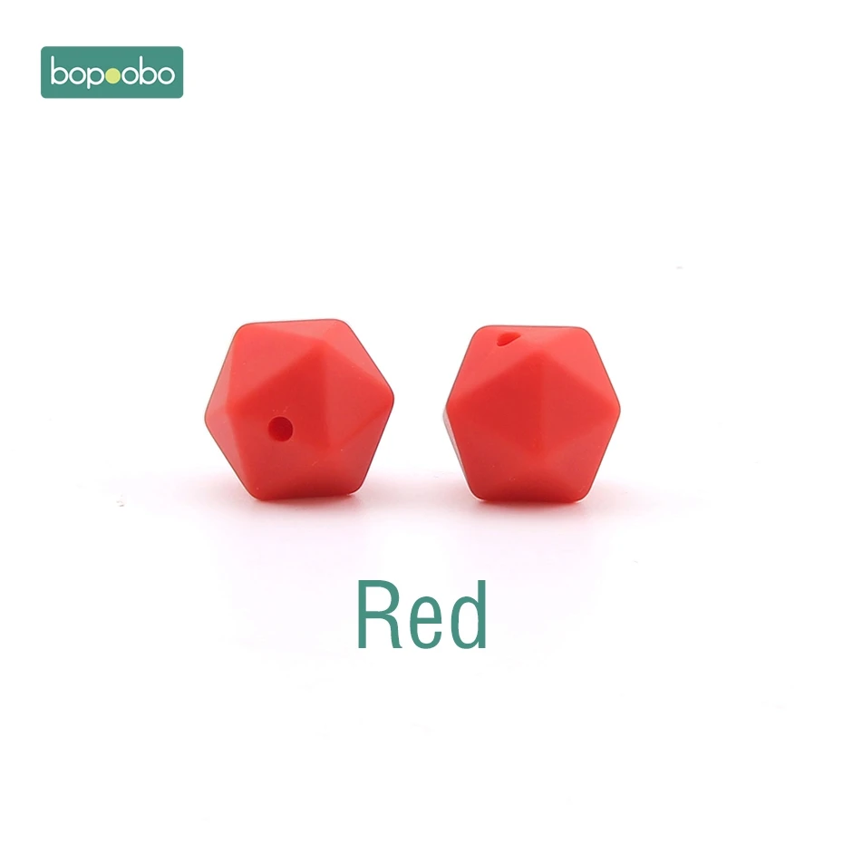 Red Bopoobo 10 шт. 14 мм шестигранные силиконовые бусины детский Прорезыватель экологичный BPA Бесплатно Детские Прорезыватели для прорезывания зубов, цепочки, бусины для малышей - Цвет: Red