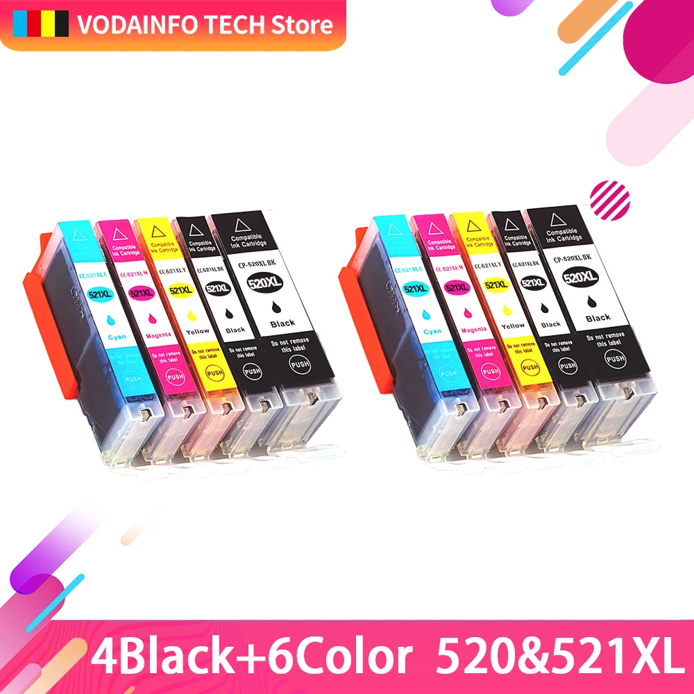 10x совместимый чернильный картридж Canon 520 521 для pgi520 cli521 PIXMA MP540 MP545 MP550 MP638 MP630 MP640 MP990