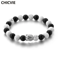 chicvie silver buddha head bracelet for women chainlink braceletsbangles natural stone bead love jewelry bracelet sbr190054