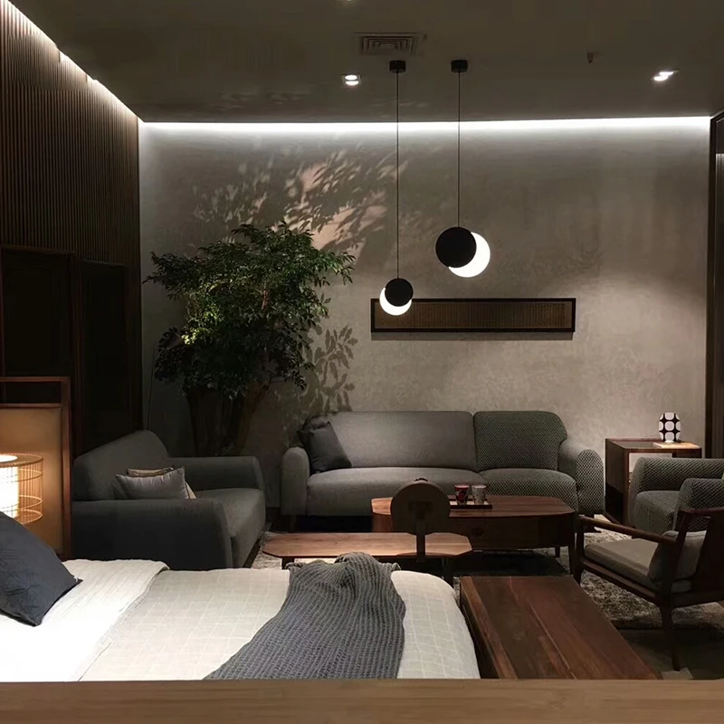 

Nordic Minimalism New Moon Led Pendant Lights Dining Room Rotatable Acrylic Led Pendant Lamp Bedroom Metal Pendant Light Fixture