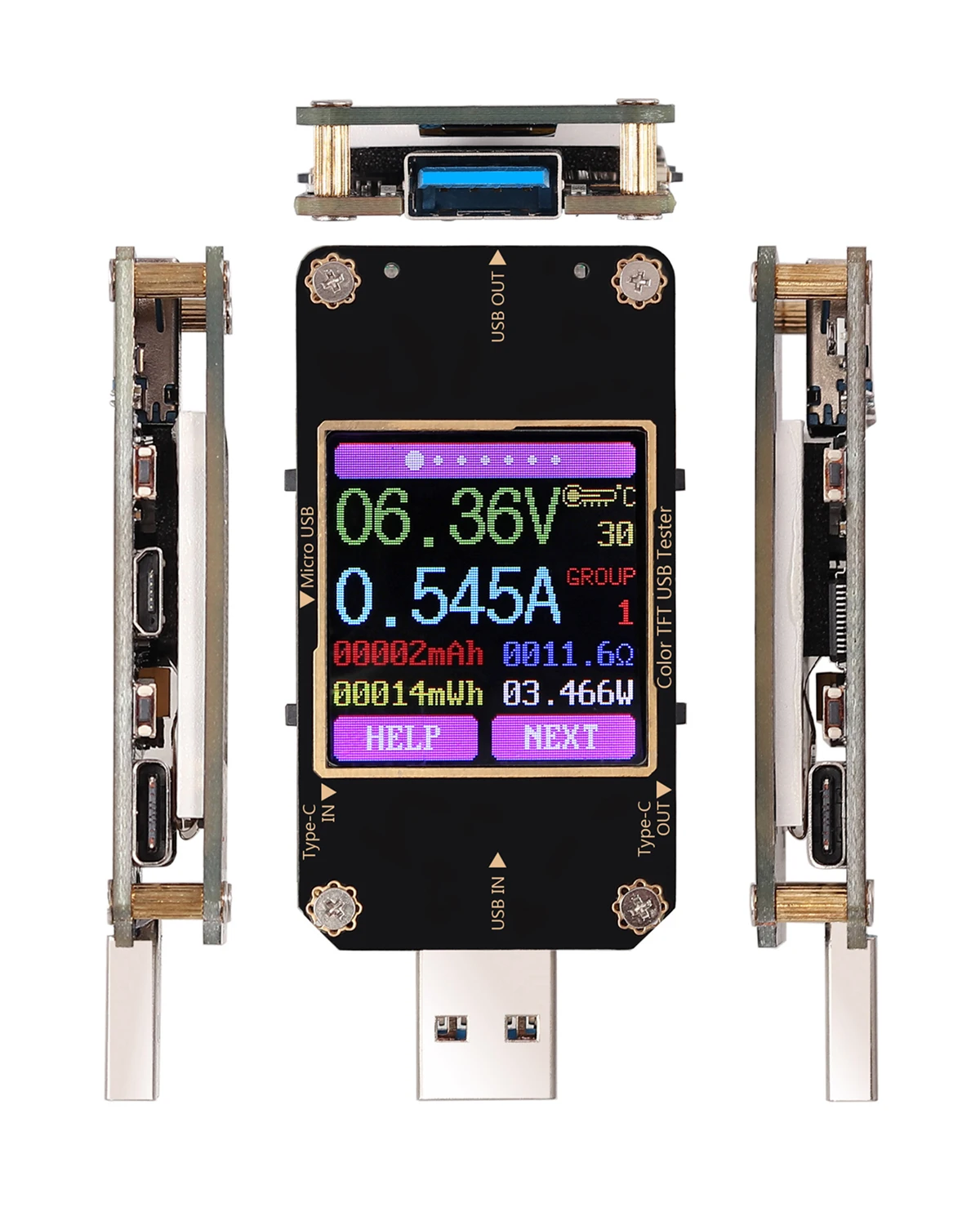 

TANiCE Bluetooth USB Tester USB Power Meter Tester Type-C Current And Voltage Monitor Digital Color LCD Display Multimeter
