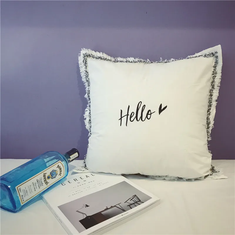 1 шт. Красивая Подушка с надписью Hello наволочка вышитыми кисточками кружевная