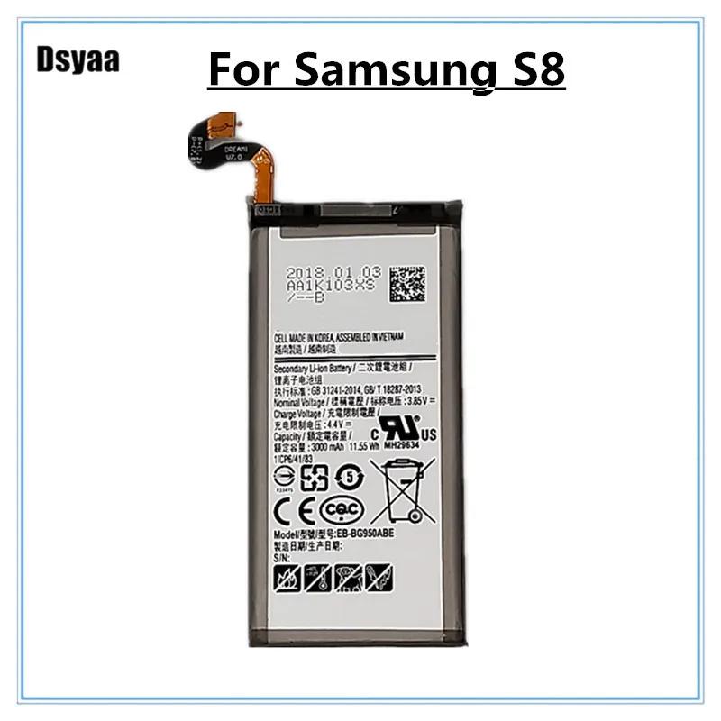 Для SAMSUNG Battery EB BG950ABE BG950ABA для Samsung Galary S8 SM G9508 G9500 G950U G Project Dream 3000mAh|Аккумуляторы