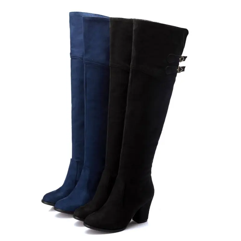 Зимние сапоги 2017 г. Большой размер 34 48 женские до колена пикантная Демисезонная