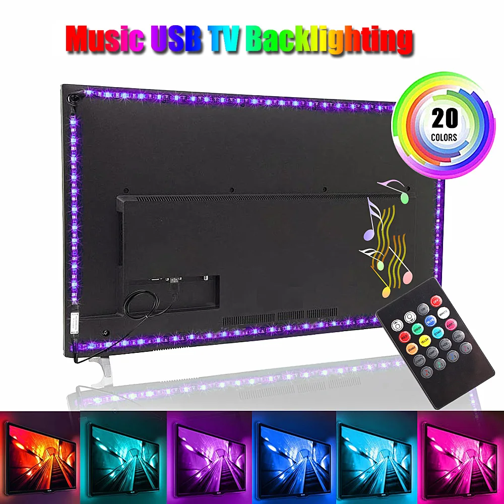 SMD 5050 2835 Светодиодная лента RGB светильник USB светодиодные ленты Подсветка ТВ полоса лампа с Bluetooth/музыкальный контроллер светодиодный полоса ночной Светильник лампы