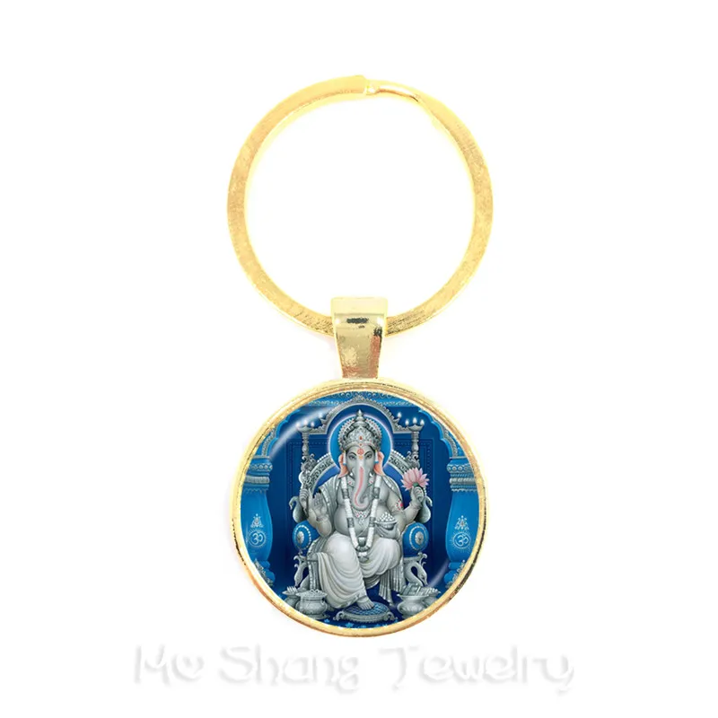 Новинка 2018 классические 25 мм брелоки Ganesha Будда слон стеклянные с куполом мужские