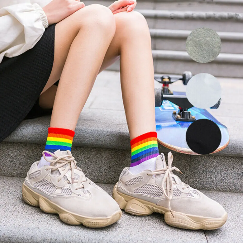 Модные дышащие радужные носки Harajuku спортивные до щиколотки чулочно-носочные