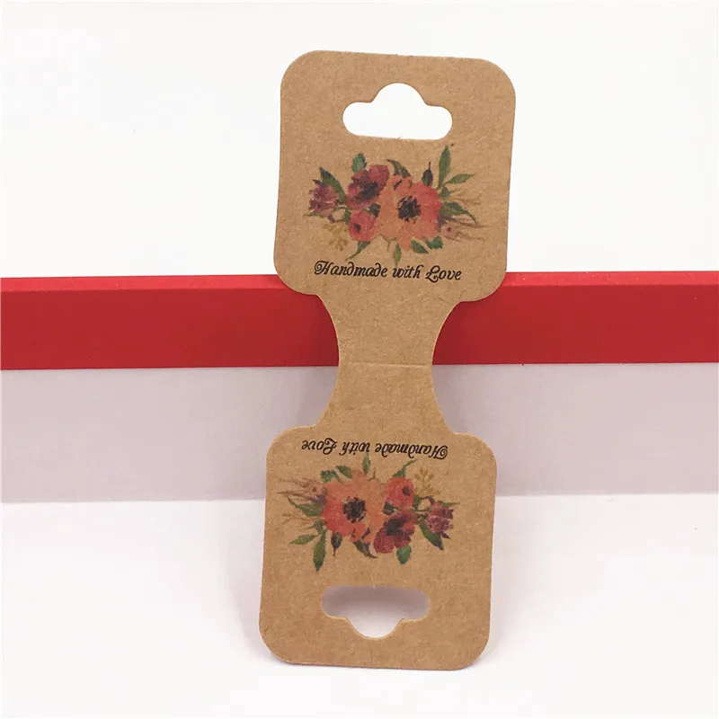 100 шт./лот прямоугольные коричневые бирки из крафт бумаги для ювелирных изделий