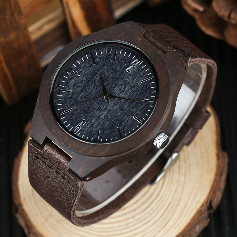 

Men's Wooden Watches Retro Luxury Wood Quartz Watch for Men Genuine Leather Women as Gifts Clock Male Mens Watch Reloj de madera