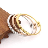 jsbao new fashion 3pcs set trendy bracelet women goldrose goldsilver colour stainless steel braided steel wire cuff bangle set
