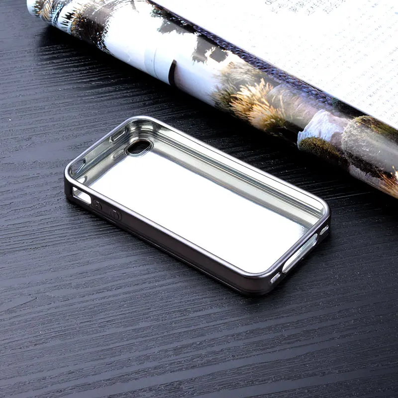 for iphone 4s case Luxury plating soft silicone cover with bling grid leather sticker phone 4 funda coque |