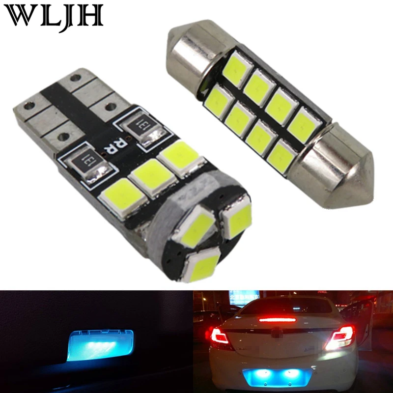 WLJH 6x автомобильный Led 2835 SMD W5W T10 лампа 12v внутренний Купол Карта багажник номерной