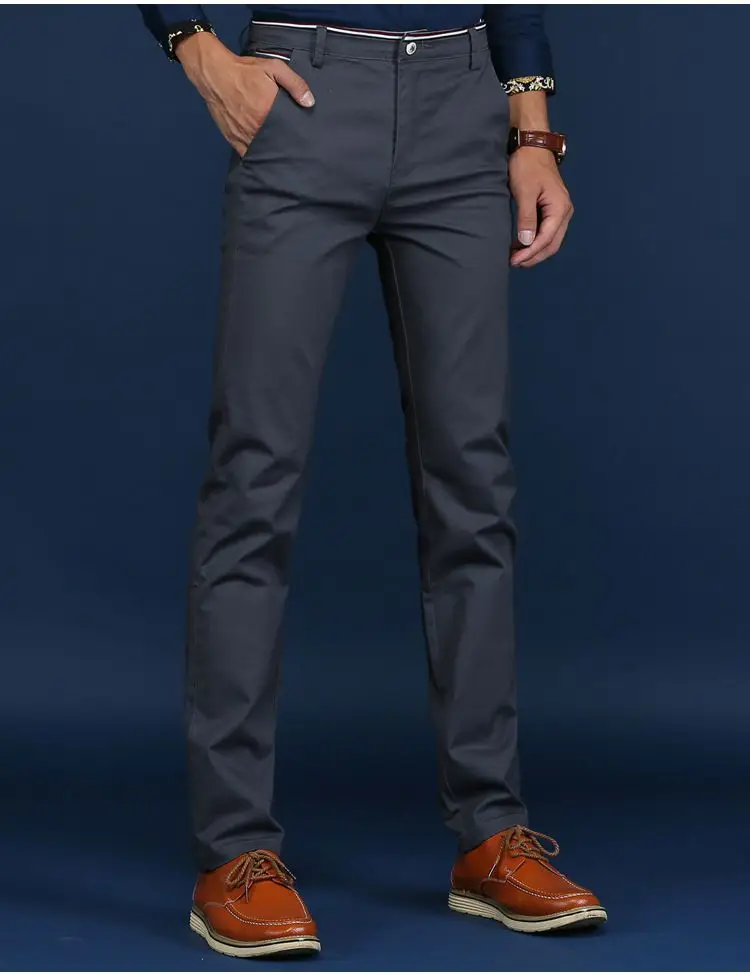 QMGOOD Hot Sales Men's Casual Pants Business Mens Comfortable Male Summer Trousers 6 Colors Joggers Cotton Men Clothing |