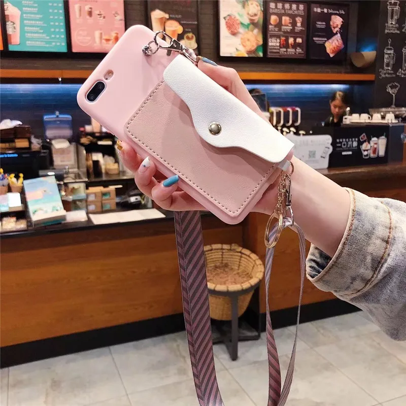 Для iPhone 8 розовый зеленый карамельный цвет с кармашком для телефона чехол для телефона для iPhone 8 7 6 6S Plus X XS XR MAX мягкий ремешок для задней крышки