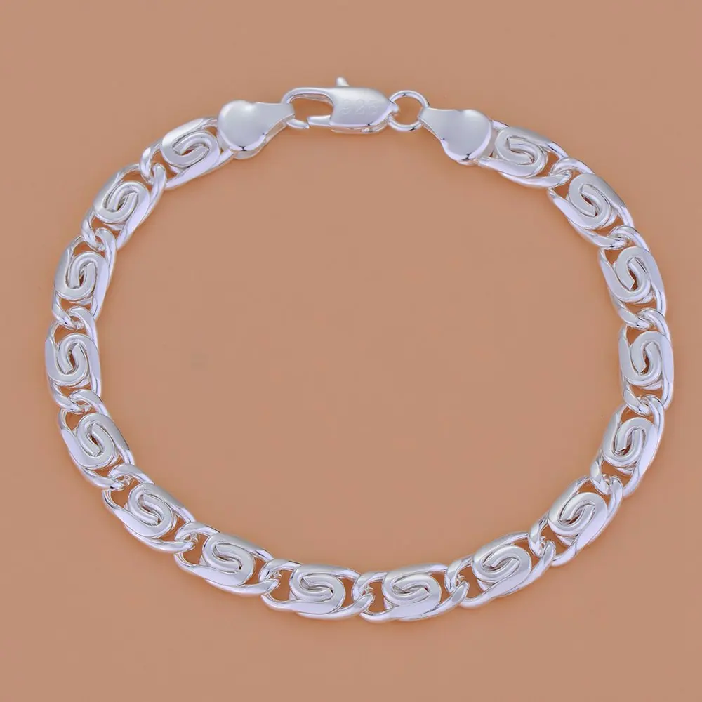 Модные ювелирные изделия посеребренные браслеты для женщин и мужчин 6 мм WAB148|mens