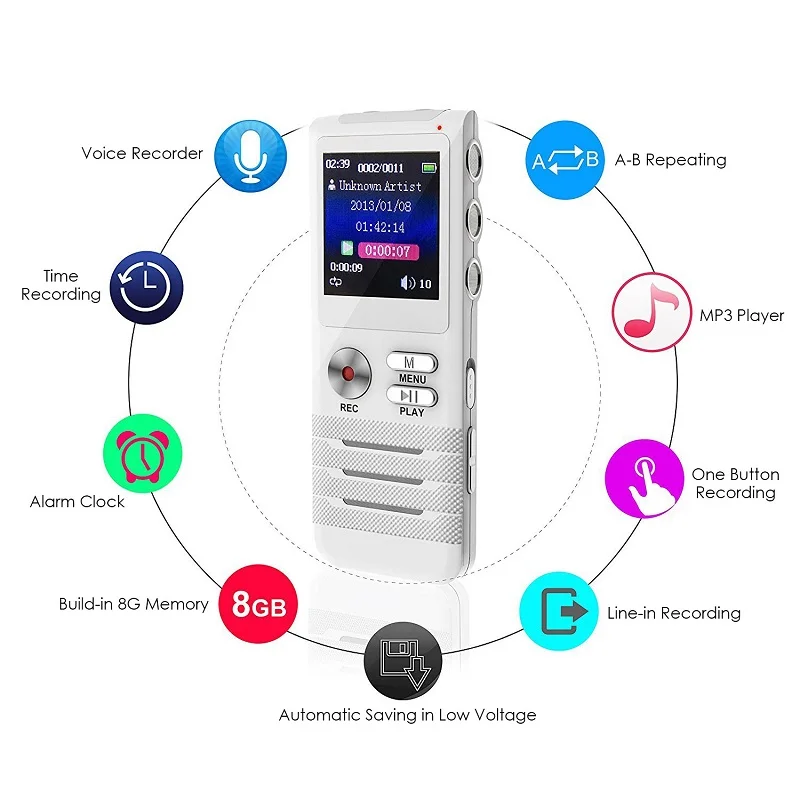 Профессиональный мини диктофон 8 ГБ USB цифровой аудио ручка для записи mp3 плеер