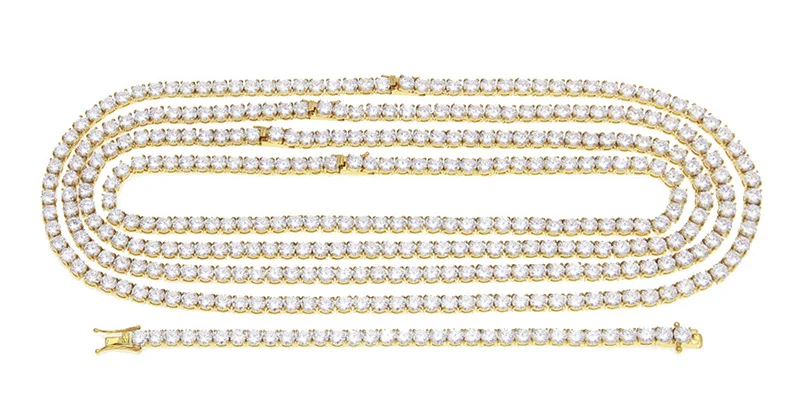 6 мм хип хоп Bling Iced Out теннисная цепочка ожерелье Золотое серебро Нержавеющая сталь 1 ряд CZ камень Чокеры мужские цепочки