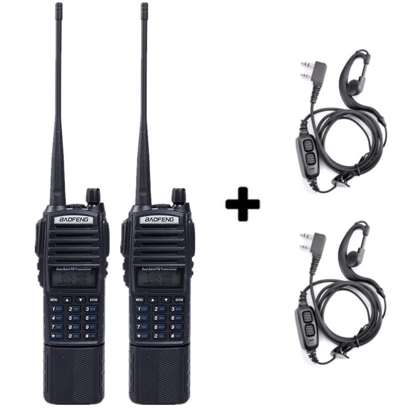 Add 2 headset Baofeng UV-82 рация 3800 мАч батарея двухдиапазонный UV82 Pofung двухстороннее радио портативный fm-передатчик - Цвет: Add 2 headset