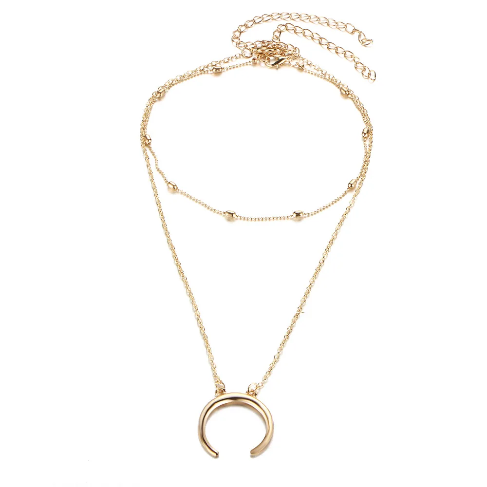 Новинка 2017 модное ожерелье с двумя рожками полумесяцем чокер ювелирные изделия в