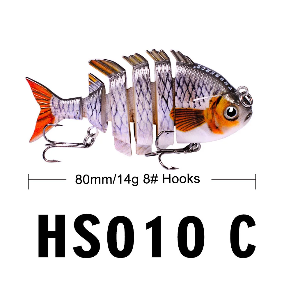 FLYBASS 1 шт. Новый 6 секций рыболовная приманка 0 501 унц.-14 21 г/8 см-3 15 "Swimbait 8 # черный