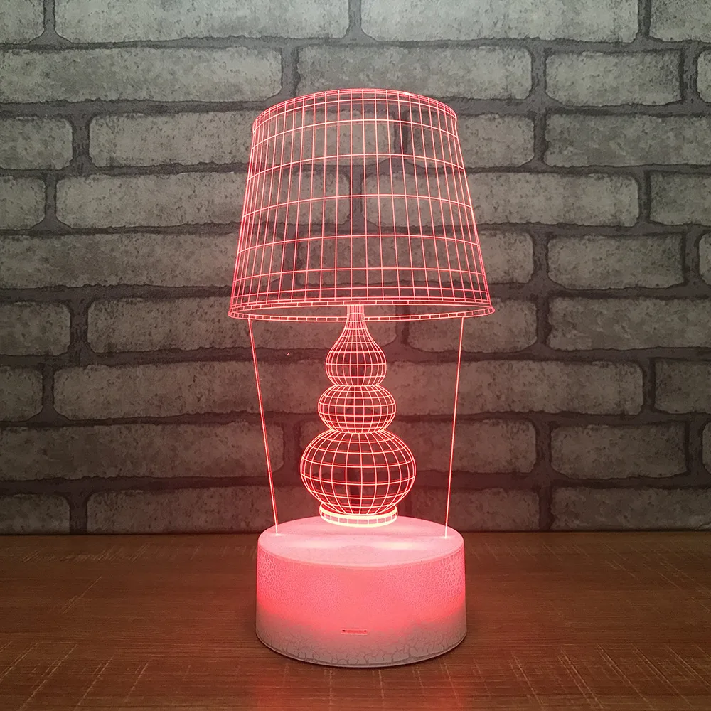 Настольная 3d лампа с белым основанием 7 цветов Светодиодные ночные светильники