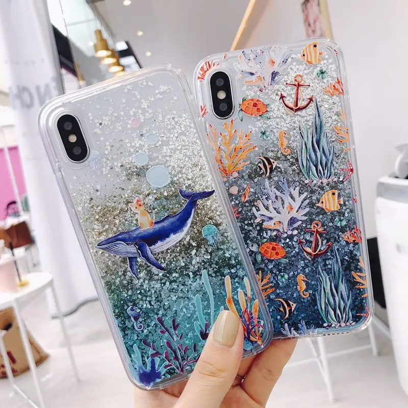 

Whale Case Liquid Soft Silicone Cover for Huawei P10 P20 Lite Pro Honor 9 10 V10 7C 7X Nova 2S 3 3E Y7 Pro Y9 2018 P Smart