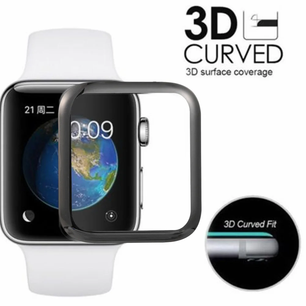 Полное покрытие из закаленного стекла для Apple Watch серии Защита экрана i watch 4/3/2/1 42