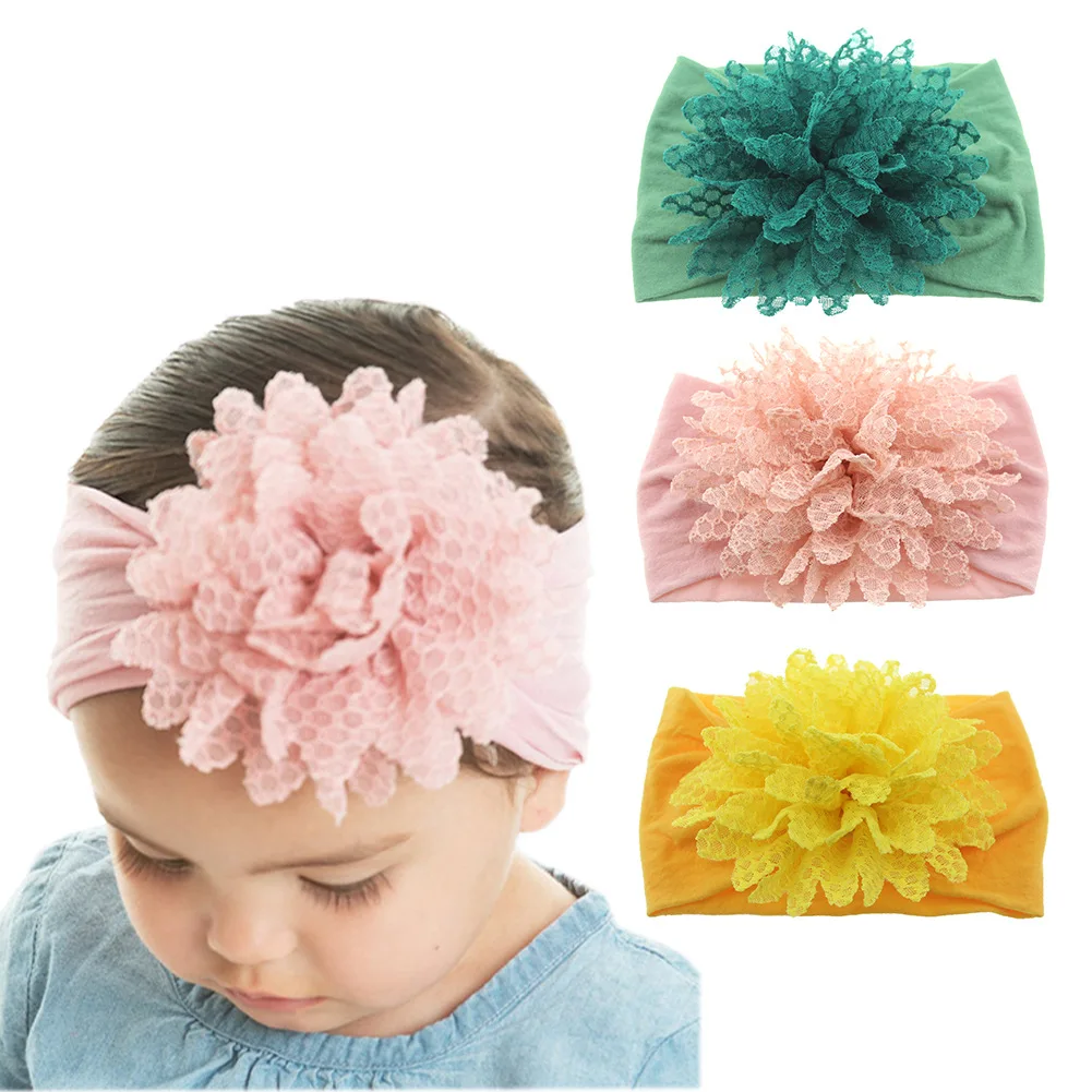 

Yundfly Fashion Baby Cotton Flower Headband Elastic Wide Nylon Floral Headwear Girls Hairband Hair Accessories